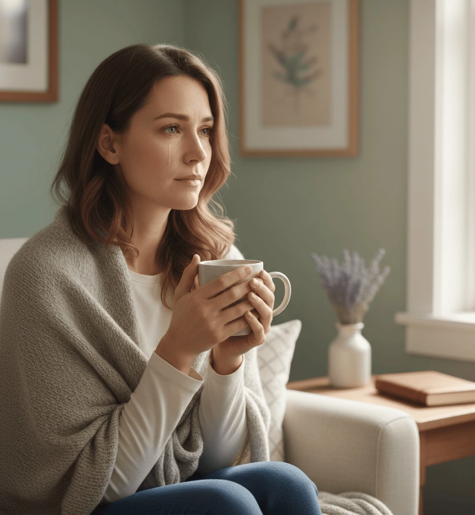 Person finding peace in grief